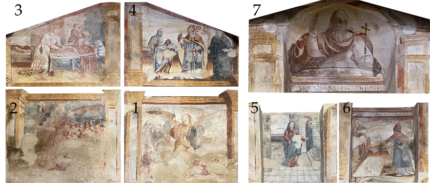 Pinturas murales representando un retablo en la Capilla de nossa Senhora das Neves en Vilar de Perdizes.